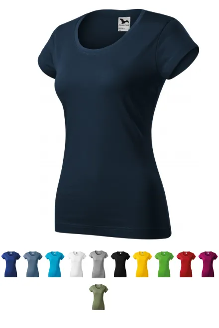 Tricou dama slim fit cu decolteu rotund, albastru inchis