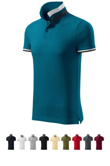 Vīriešu polo krekls ar apkakli uz augšu, petrol blue