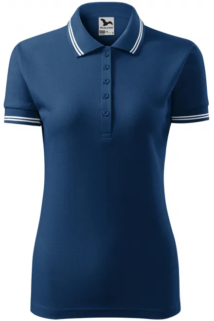Kontrast-Poloshirt für Damen - Mitternachtsblau, S