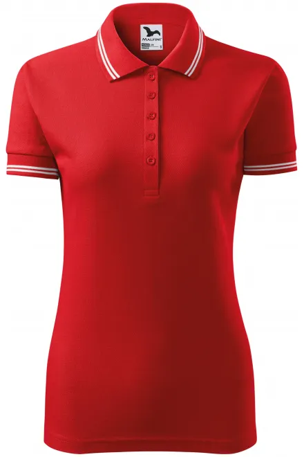 Kontrast-Poloshirt für Damen - rot, S