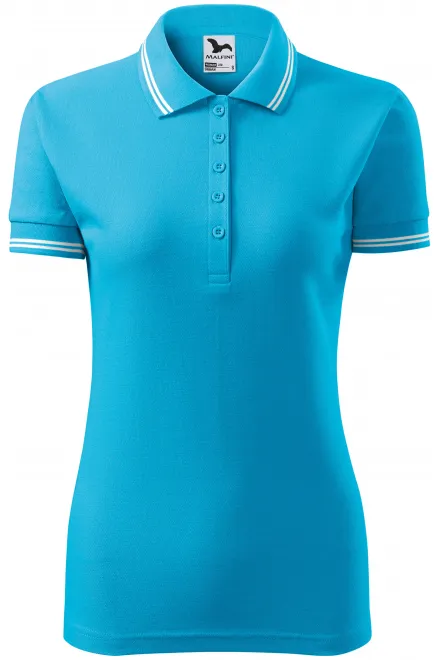 Kontrast-Poloshirt für Damen - türkis, S