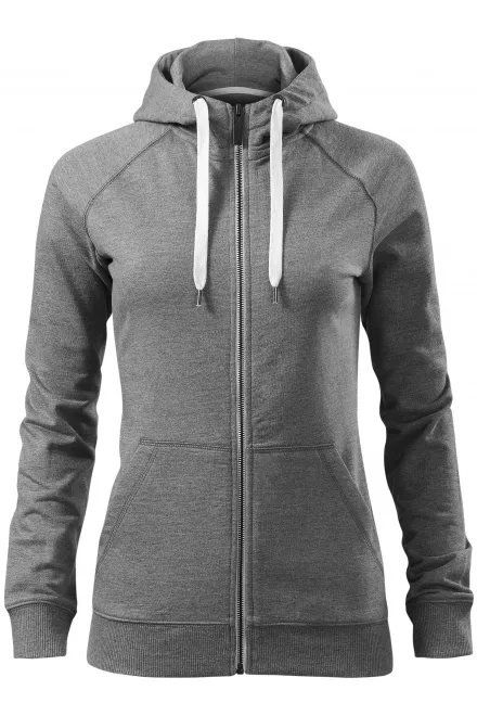 Kontrastfarbenes Damen-Sweatshirt mit Kapuze - dunkelgrauer Marmor, XS