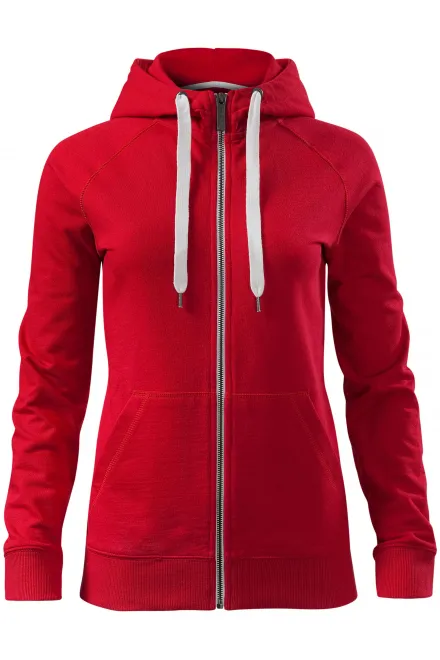 Kontrastfarbenes Damen-Sweatshirt mit Kapuze - formula red, XS