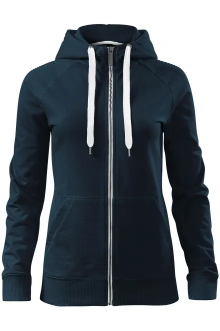 Kontrastfarbenes Damen-Sweatshirt mit Kapuze - dunkelblau, XS