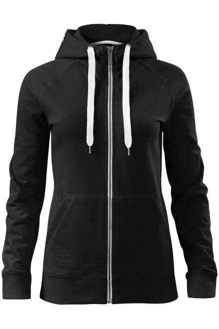 Kontrastfarbenes Damen-Sweatshirt mit Kapuze - schwarz, XS