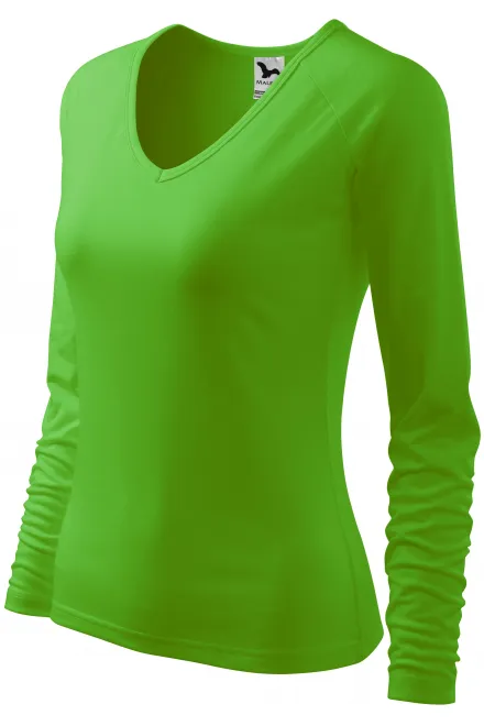 Ladies close fitting T-shirt, V-neckline, apple green
