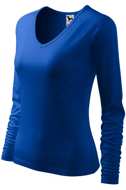 Ladies close fitting T-shirt, V-neckline, royal blue