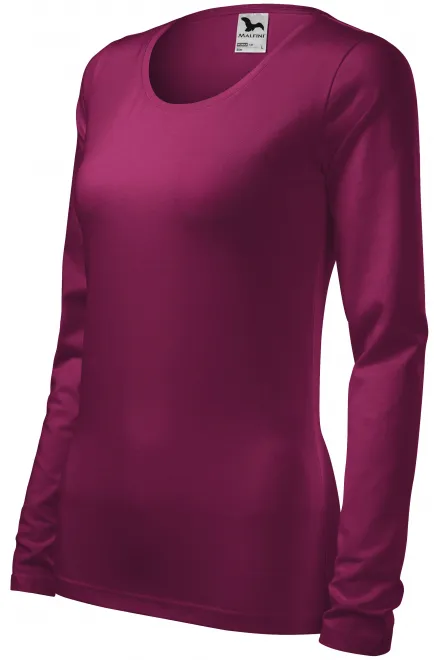Ladies close fitting T-shirt with long sleeves, fuchsia