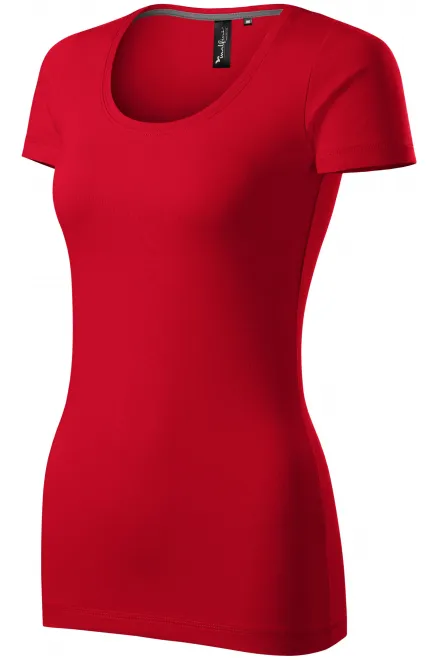 Ladies T-shirt with decorative stitching, formula red