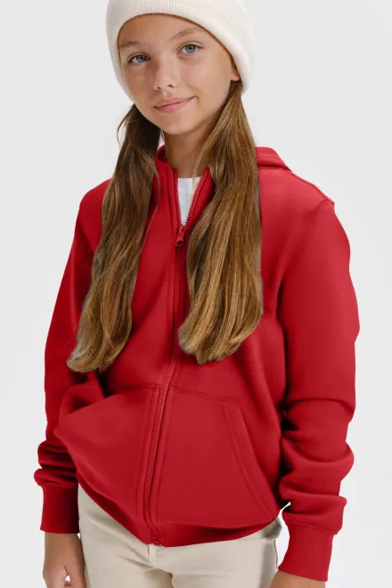 Børne sweatshirt med hætte, rød