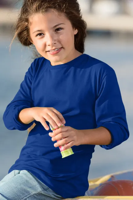 Camiseta de manga larga para niños, azul real