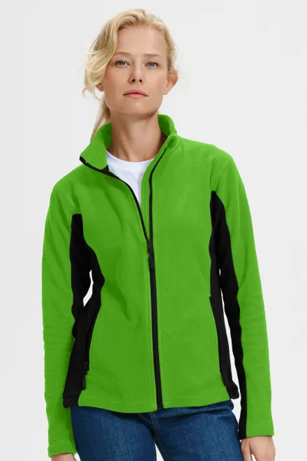 Chaqueta de mujer polar en contraste, manzana verde