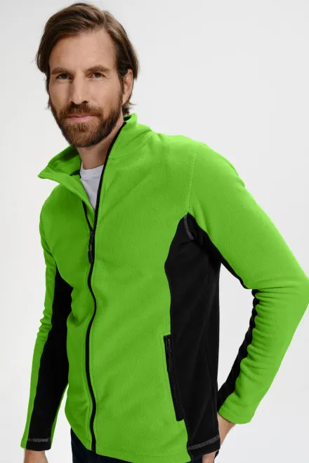 Chaqueta de polar en contraste para hombre, manzana verde