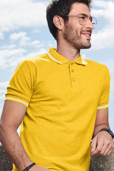 Contrasterend poloshirt voor heren, geel