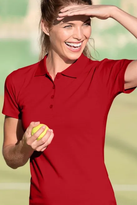 Dame poloshirt med slim fit, rød