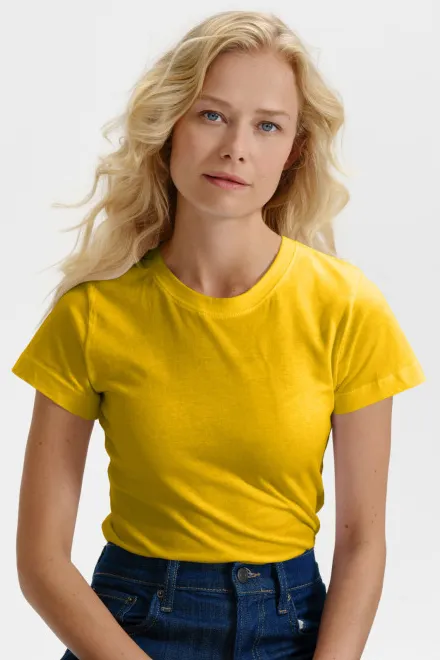 Damen einfaches T-Shirt, gelb