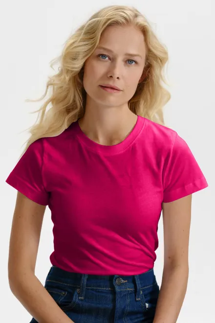 Damen einfaches T-Shirt, himbeere