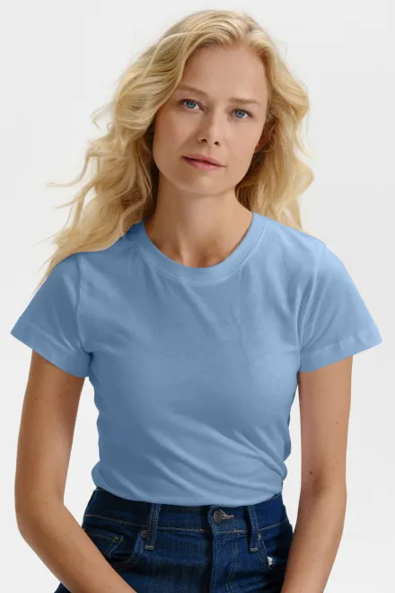 Damen einfaches T-Shirt, Himmelblau