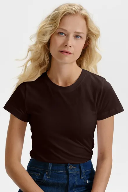 Damen einfaches T-Shirt, Kaffee