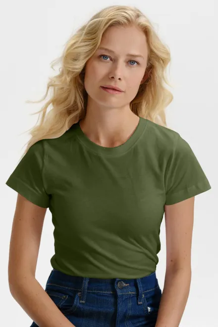 Damen einfaches T-Shirt, khaki