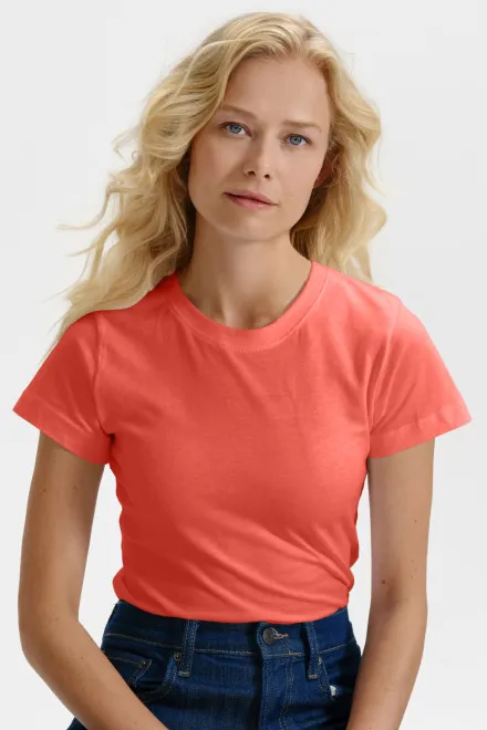 Damen einfaches T-Shirt, koralle