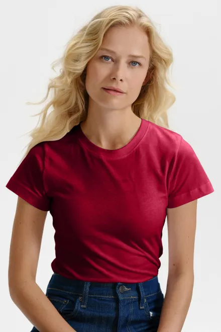 Damen einfaches T-Shirt, marlboro rot