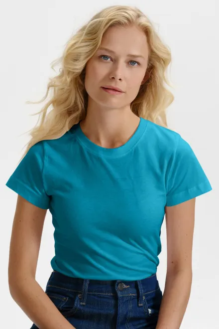 Damen einfaches T-Shirt, türkis