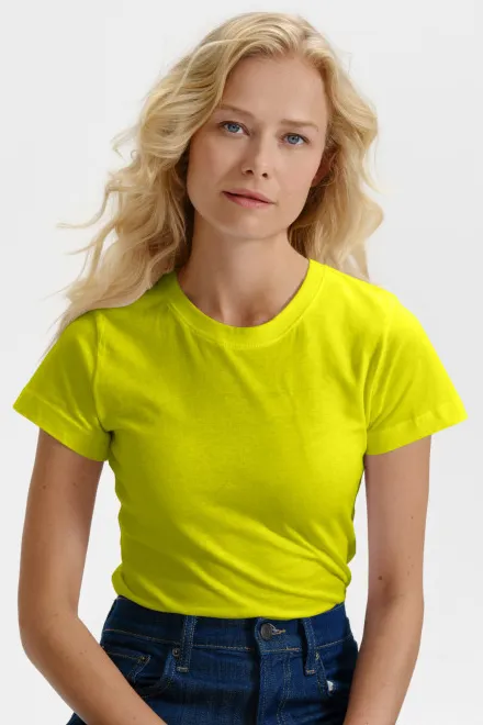 Damen einfaches T-Shirt, zitronengelb