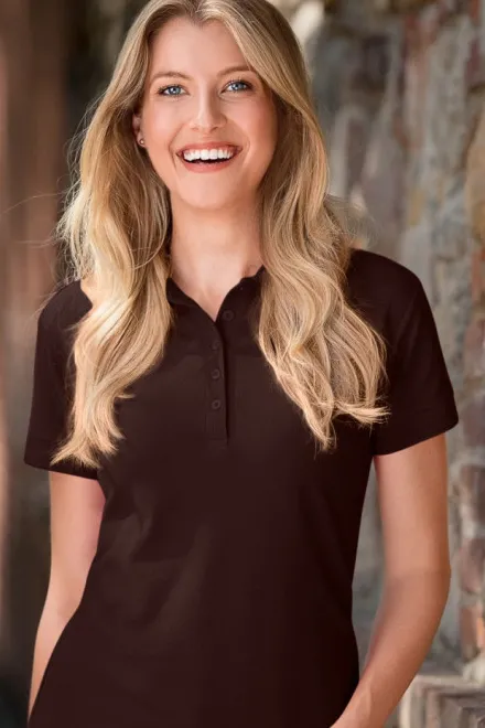 Damen elegantes Poloshirt, Kaffee