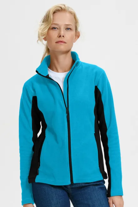Damen Fleece-Kontrastjacke, türkis