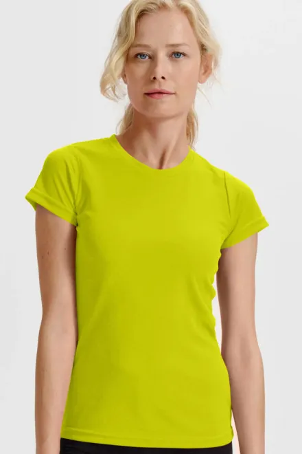 Damen Sport T-Shirt, Neon Gelb