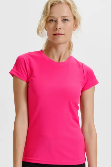 Damen Sport T-Shirt, neon pink