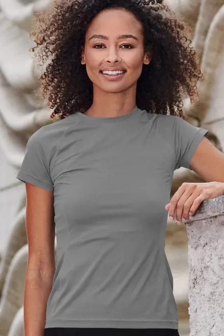 Damen-T-Shirt für den Sport, dunkelgrauer Marmor