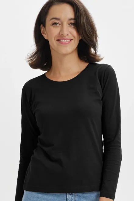 Damen T-Shirt mit langen Ärmeln, schwarz