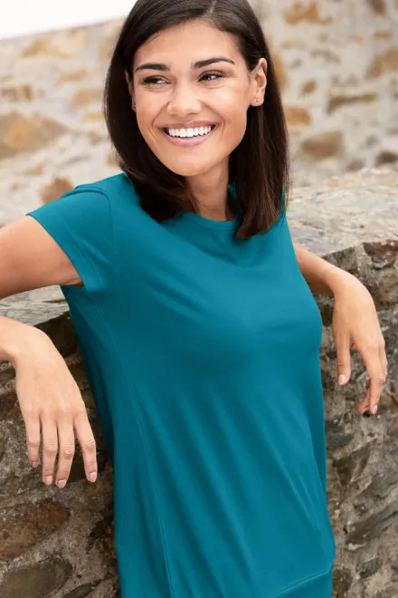 Damen trendy T-Shirt, dunkles Türkis