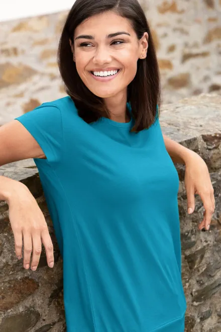 Damen trendy T-Shirt, türkis