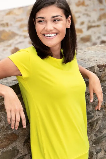 Damen trendy T-Shirt, zitronengelb