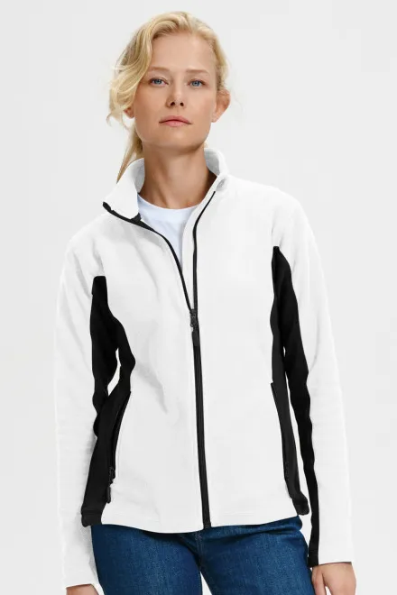 Damer fleece kontrast jakke, hvid