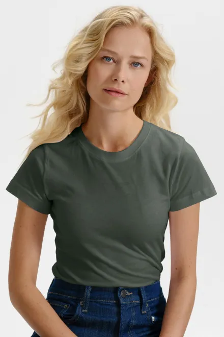 Dames eenvoudig T-shirt, donkere leisteen