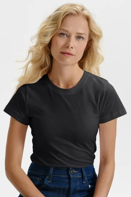 Dames eenvoudig T-shirt, ebbenhout grijs