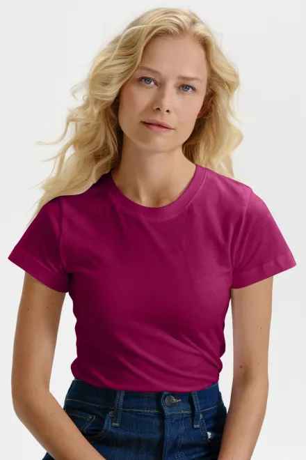 Dames eenvoudig T-shirt, fuchsia red