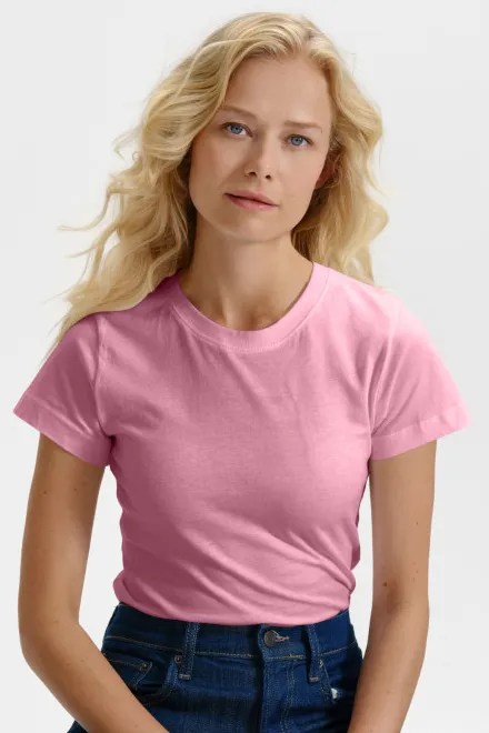 Dāmu vienkāršs T-krekls, rozā