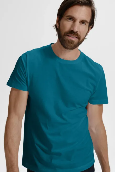 Das einfache T-Shirt der Männer, petrol blue