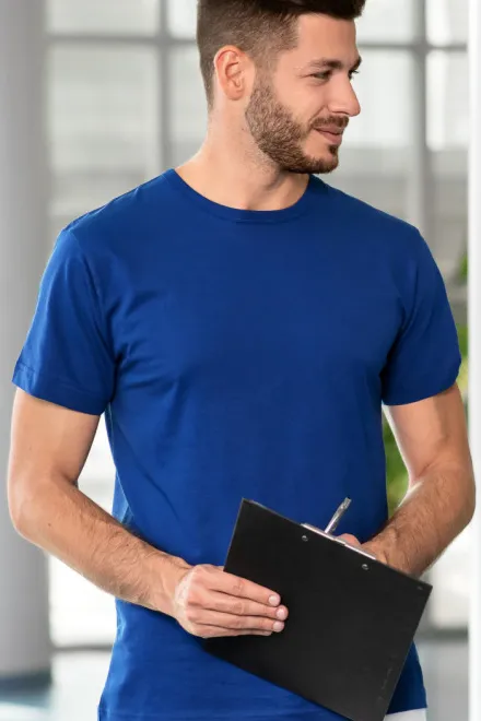 Duurzaam heren-T-shirt, koningsblauw
