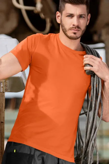 Duurzaam heren T-shirt zwaarder, oranje