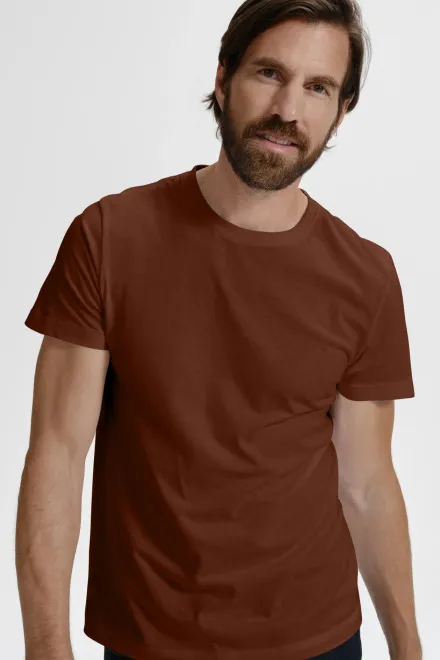 Eenvoudig T-shirt voor heren, chocolade