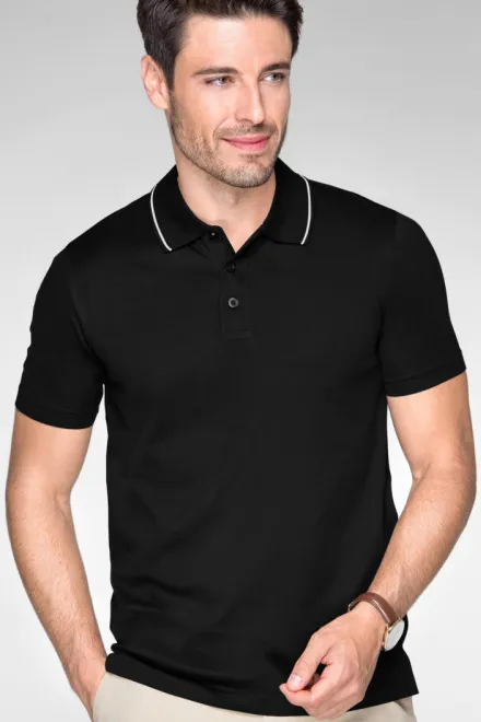 Elegante polo de hombre mercerizado, negro