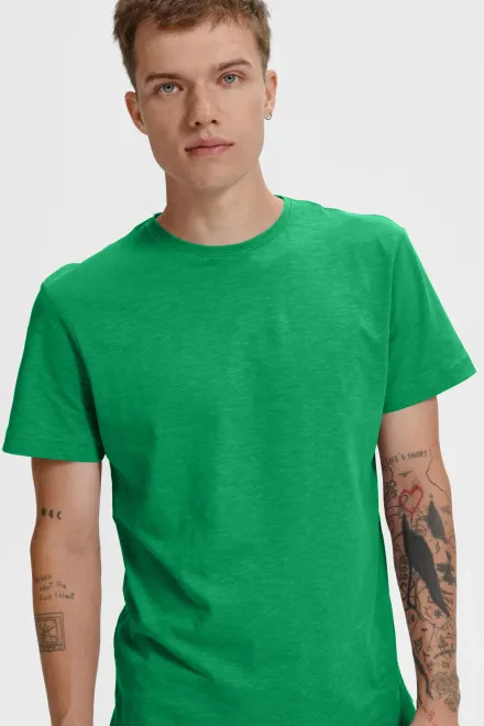 Heren T-shirt, gestructureerd biologisch katoen, gras groen