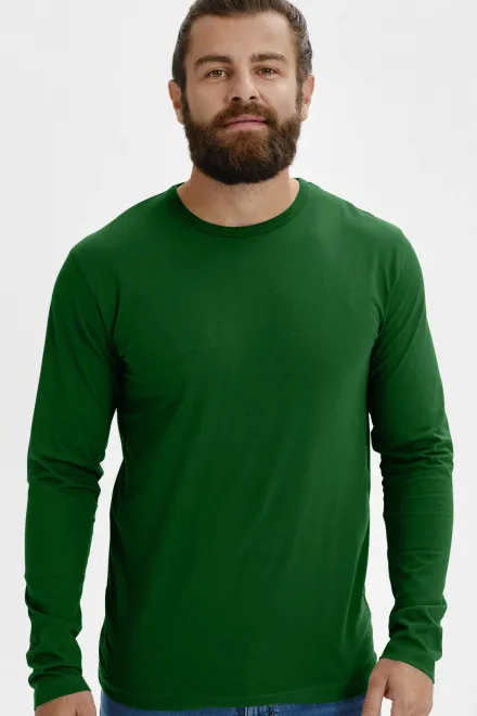 Heren T-shirt met lange mouwen, fles groen