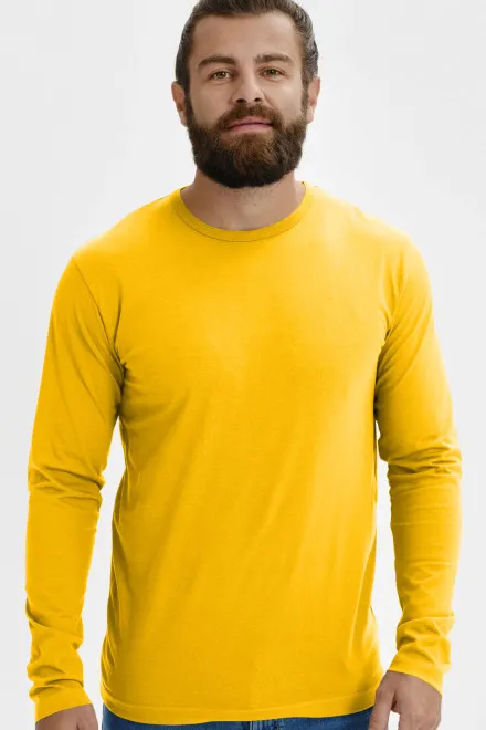 Heren T-shirt met lange mouwen, geel